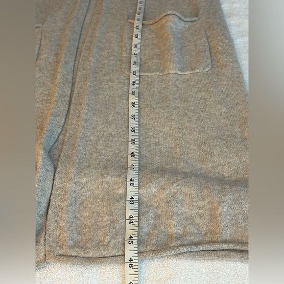 London Kaye Cardigan Sweater oatmeal color SZ S Long Open Front Hoodie Pockets - Picture 9 of 9